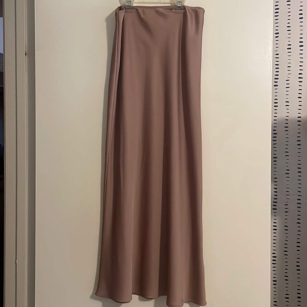 Topshop satin bias maxi skirt in blush pink